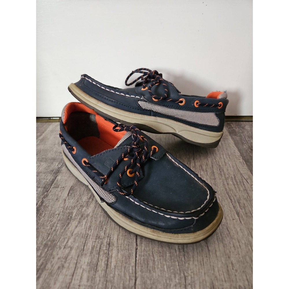 Sperry Boys Blue Orange Lanyard Boat Shoes Size 4M